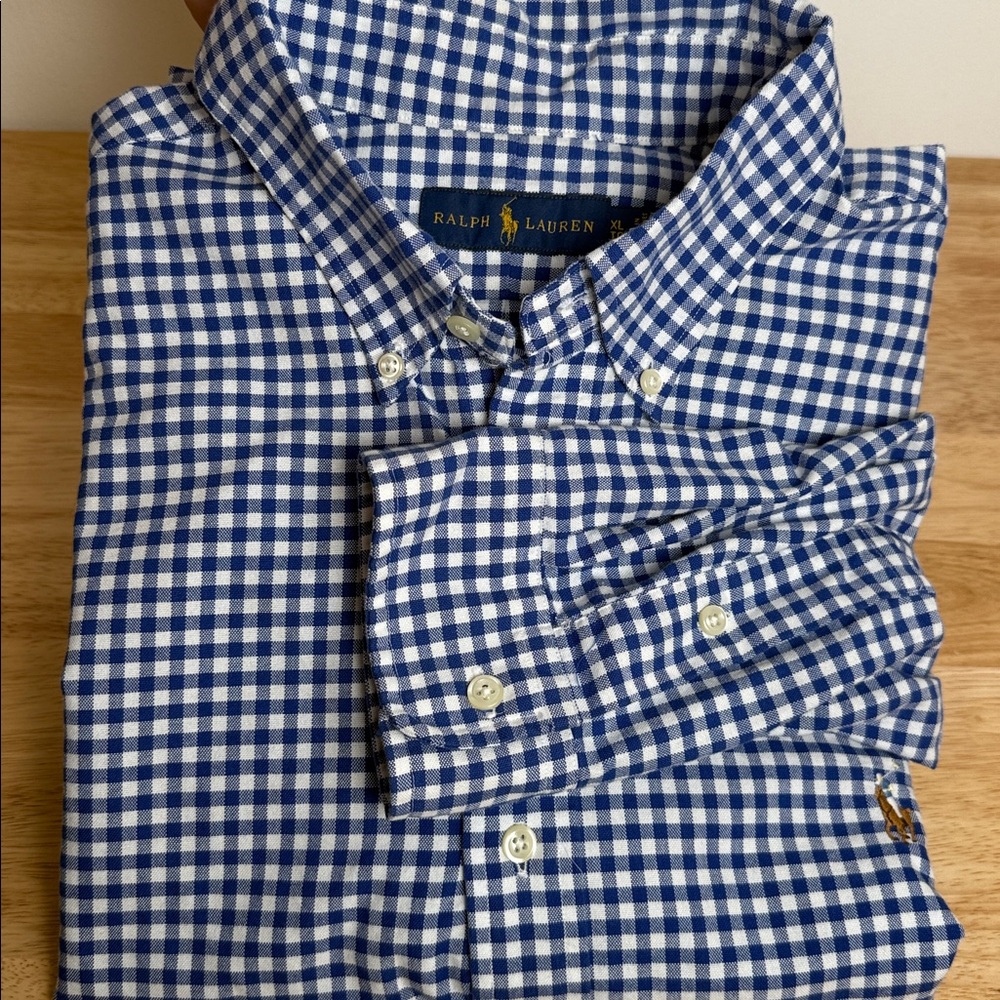 Ralph Lauren Blue and White Gingham L/S Shirt